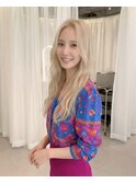 韓国ハイトーンロング透けるミルクティーカラー