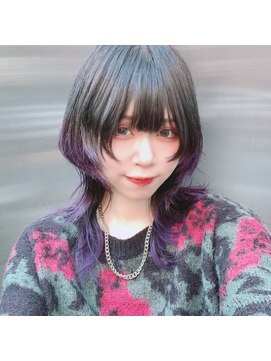 シックス バイ インク 渋谷(SIX by INK.) ダークブルー/デジタルパーマ/ワンホンレイヤー[渋谷]