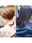 クールショート/ショートパーマ/ボブルフ/ピンクベージュ/柴