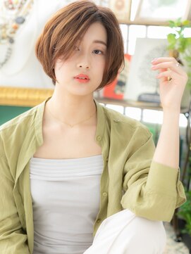 カバーヘア ブリス 川口(COVER HAIR bliss) アシンメトリーバレイヤージュ前下がりボブa川口20代30代40代