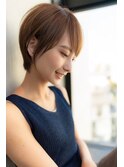 大人かわいい前髪セシルカットココアブラウンフリンジウェーブ