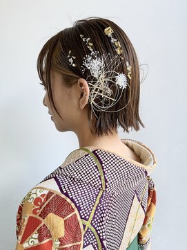 トルネード(TORNADO) 振袖 袴 着付けヘアアレンジ振袖へア袴へア金箔水引きラメK0817