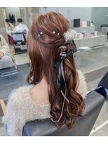 ノード(NODO) リボンとパールのハーフアップ