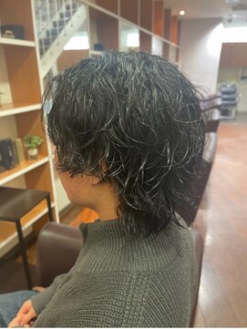 スリーク 吹田店(Sleek) 波巻きウルフスタイル/黒髪/メンズウルフカット/波巻きパーマ