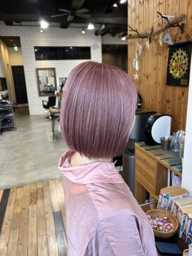 ディッシュ 五反田(dish) ミニボブ/切りっぱなしボブ/ブリーチ/ピンクベージュ五反田美容