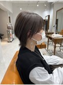 魅力倍増カールセミディシアーカラーダークアッシュショートヘア
