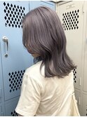 ラベンダーグレージュピンクアッシュショートウルフレイヤーボブ