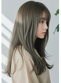 くすみベージュ/アッシュベージュ/モテ髪ストレート