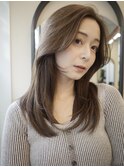 レイヤーカットウルフカットボブグレージュオリーブべージュ