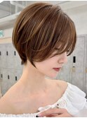 茗荷谷ショートカット白髪ぼかし白髪染めハイライト髪質改善ボブ