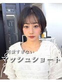大人可愛い20代30代40代前下がりショートボブ/ハンサムショート