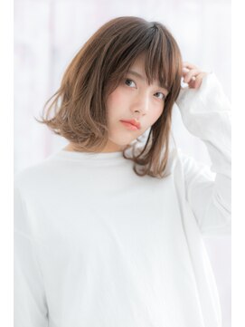 ミック 日暮里店(miq) 斜めバング＆へムライトのネオウルフくせ毛風ロングボブa