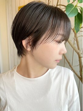 パコ(Paco) 大人可愛い黒髪前下がり丸みショート◎シースルーバング
