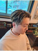 メッシュキャップハイライトツーブロックセンターパート