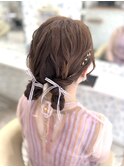 ふわふわツインヘア/参列ヘア/アップヘア/金箔/ヘアアレンジ