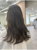 カーキブラウン×セミロング