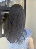 髪質改善　黒髪レイヤーカットロング　美髪　ウェーブアレンジ