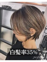 アンドグレイ 東京町屋店(and gray.) 白髪率３５％頭皮改善デザイン白髪ぼかしハイライト