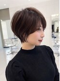 大人ショートボブ丸みショートカットマッシュショート前髪あり