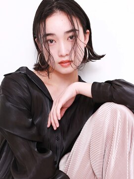 ラフィスヘアーベル 九大学研都市店(La fith hair Belle) 【La fith】センターパート×外はねボブ