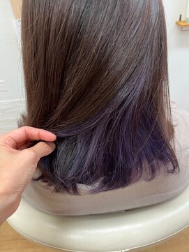 アメイジングヘアー 中沢店(AMAZING HAIR) インナーカラー/パープル/ブリーチ/ミディアムストレート/透明感
