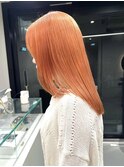 ダブルカラーオレンジベージュカラーケアブリーチレイヤーカット