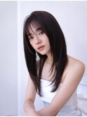 大人かわいい前髪セシルカットココアブラウンフリンジウェーブ