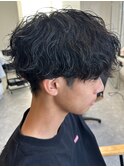 波巻きパーマメンズパーマメンズヘアツーブロックツイストパーマ