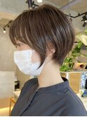 ショートカットくびれショート前下がりボブベージュカラー40代★