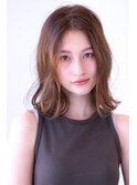 外はねミディ/20代30代大人きれい/ベージュカラー