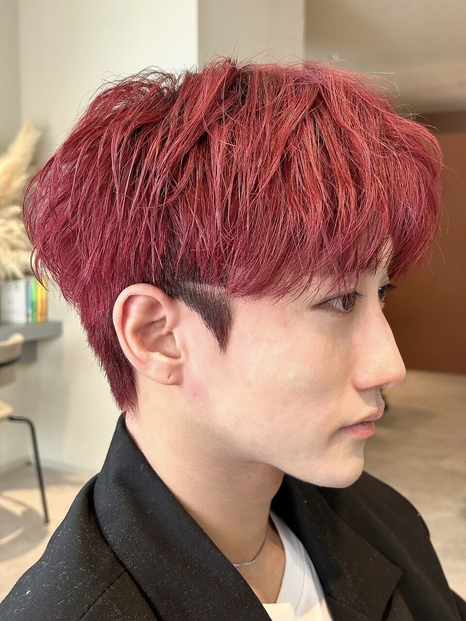 韓国ヘアセンターパートチェリーレッド赤髪ブリーチカラー：L246224934