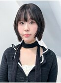 ミディアムボブ顔周りレイヤー韓国ヘアおくれ毛_F0632