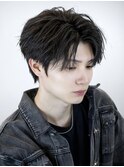 無造作コンマバングショート毛流れツイストパーマ