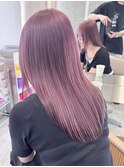 ミルクティーピンクベージュピンクブラウン暗髪40代ハイトーン