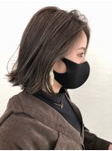 白髪ぼかしハイライト切りっぱなしボブグレージュ_納村
