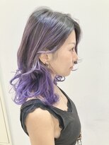 ヘアーライズ 池袋東口店(hair RISE)&nbsp;ブリーチシャドールーツブルーパープルウルフ風アイロン巻き