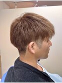 小顔補正立体カット シナモンベージュカラー ツーブロ フェード