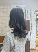アッシュグレー/透け感カラー/顔まわりカット