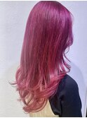 フラミンゴピンクヘアーウェーブミディアム