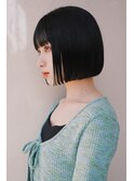 黒髪ボブルフネビージュ小顔ヘアワンレン
