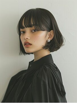 レヴ 草加店(LEV.) 外ハネワイドバングブルーブラック