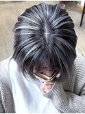 【脱白髪染め】ショートボブ×バレイヤージュ×ブリーチ２回