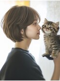 ☆ホワイトグレージュミニウルフデジタルパーマチェリーブラウン