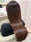 アッシュブラウン ストレート 髪質改善 暖色カラー 20代 30代