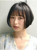 前下がりショート・ボブ/パーマ/前髪なし/30代/40代/50代/長め