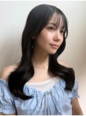 韓国風/ワンホン/コテ巻きレイヤー/小顔ヘア/ブルージュ/寒色