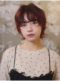 ショートウルフ/ショートレイヤー/ショートパーマ赤髪渋谷パーマ