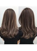 チョコレートグレージュハイライトバレイヤージュ