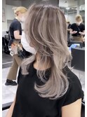 バレイヤージュ ハイライト レイヤーカット ワンホンヘア