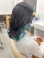 エルム 府中(yelm) ブリーチデザインインナーターコイズブルーエメラルドグリーン